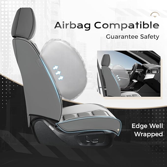 Coverado Car Seat Covers Full Set, Seat Covers for Cars, Front Seat Covers and Back Seat Cover Waterproof Leather Automotive Seat Cover, Universal Car Interior Protectors Cushion for Most Cars