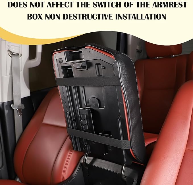 Armrest Box Cover, Center Console Armrest Cover Kit Compatible with Toyota Tundra 2007-2013 & Toyota Sequoia 2008-2015, Console Armrest Cushion Automotive Customized Console Armrest Cushion (leather)