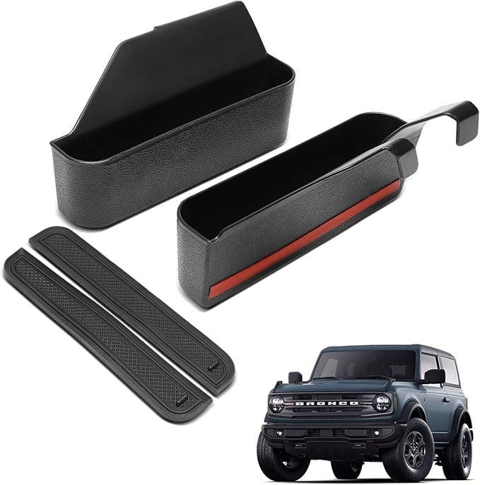 YHTAUTO Center Console Shifter Storage Box with Pads Fit for Ford Bronco 2021 2022 2023 2024, ABS Organizer Gear Side Storage Tray
