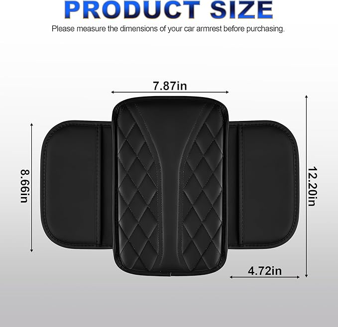 Center Console Cover Fit for Nissan Maxima 1992-2023 Leather Armrest Covers Armrest Cover for Car(Black)