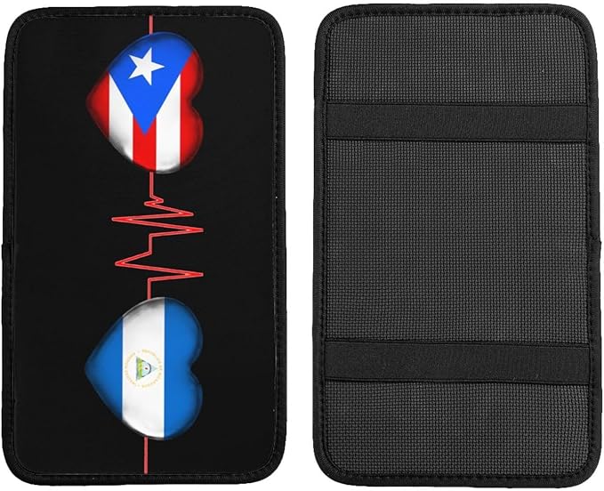 Auto Center Console Pad Puerto Rico Porto Rico Puerto Rican and Nicaragua Nicaraguan Flag Be of one Mind Car Armrest Cover Armrest Seat Handrail Box Cover Cushion Universal Decoration Protector