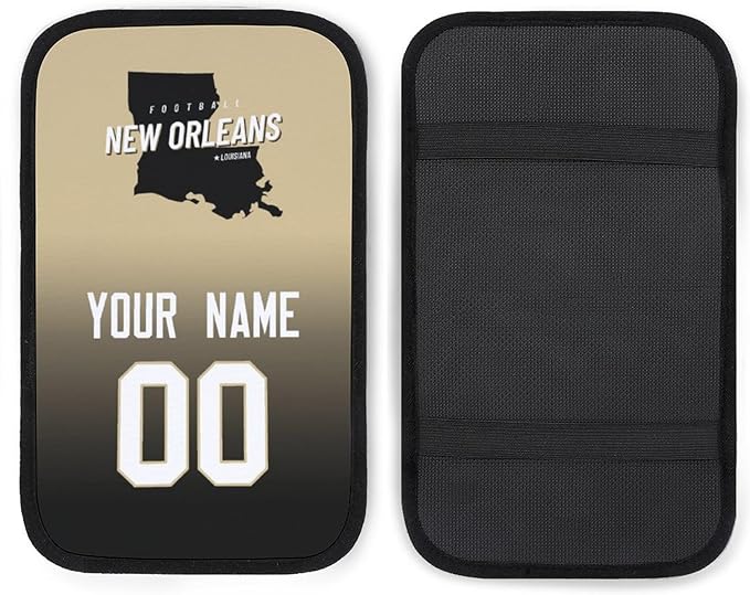 Custom Football Car Armrest Covers Universal Auto Center Console Pad Car handrail Box Cushion Personalized Add Name & Number Fans Gift Fit Suit for SUV Truck Sedan Van