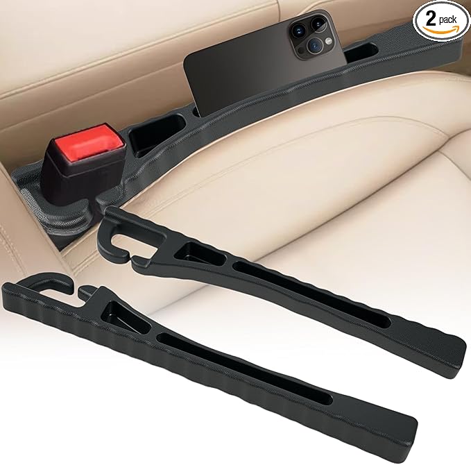 PARAROSE 2PCS Car Seat Gap Filler, Seat Gap Filler for Cars SUV Trucks, Car Essentials, Effectively Prevent Things from Falling Off (Universal, Black)