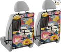 2 Pack Back Seat Car Organizer with Storage Pockets Kick Mats Back Seat Protector Hanging Car Organizer Automotive Seat Back Cover Organizers Garden Flowers Hedgehogs Colorful