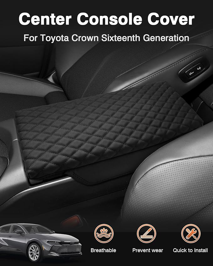 Shademax Toyota Crown Center Console Cover, Armrest Cover Cushion Pad for Toyota Crown Signia 2023 2024 2025 2026 Accessories PU Leather Middle Consle Lid Armrest Seat Box Cover Protector Anti-Scratch