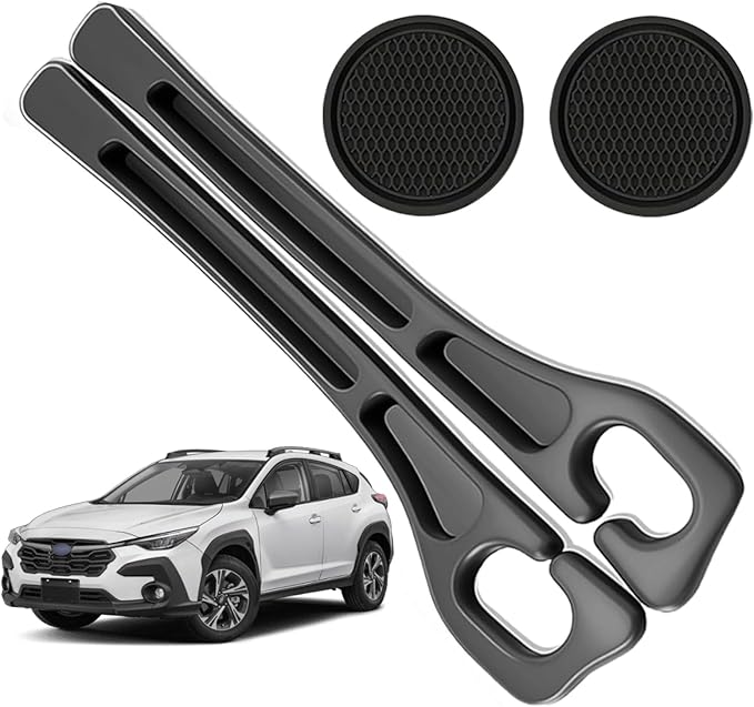 Car Seat Gap Filler Compatible with Subaru Crosstrek Accessories Seat Gap Plug Blocker with Storage Slot Organizer Non-Slip Car Cup Holder Coaster Black 2 Pack