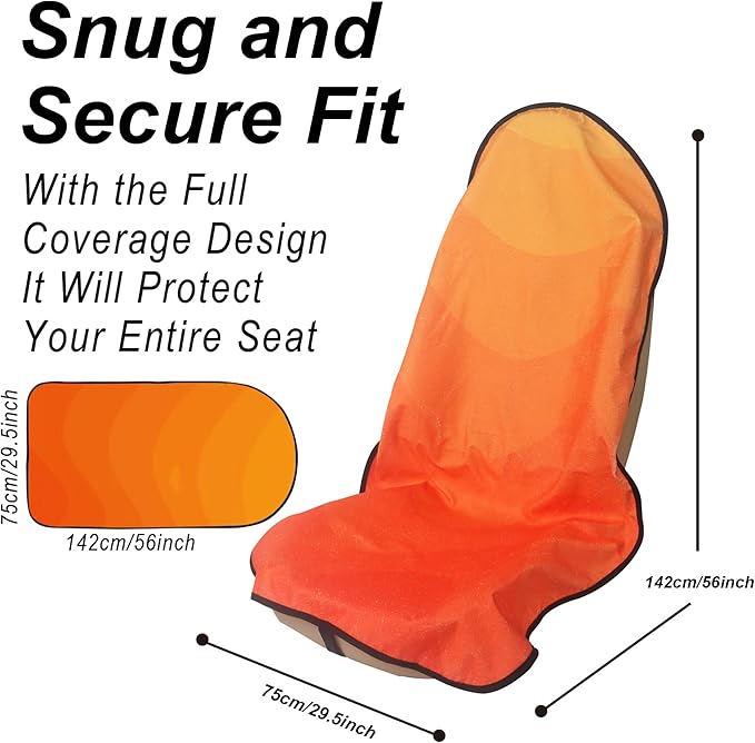 LoyaGour Car Seat Cover Protector Front Seats,for Gym Workout,Running,Swimming,Beach and Hiking,Waterproof Sweat Towel Bucket Seat Covers for Cars SUV Trucks (Orange, 1Pcs)