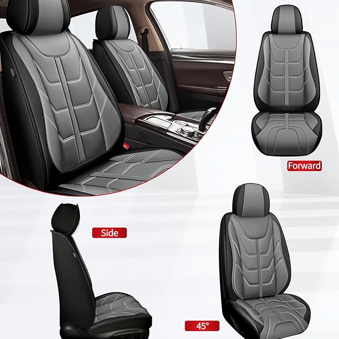 TTX LIGHTING Car Seat Covers fit for Dodge Dart 2013-2016 - Waterproof Leather Automotive Seat Protectors (2 Front Seats, Gray)