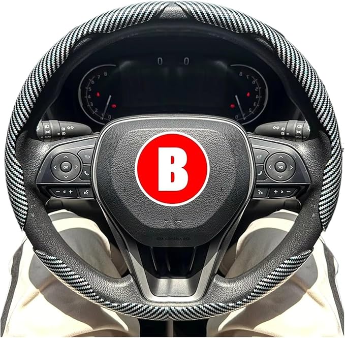 3PCS Universal Car Steering Wheel Cover - Warm Winter 38cm Round Glossy Laser Carbon Fiber fit for Interior Accessories(3PCS Silver)