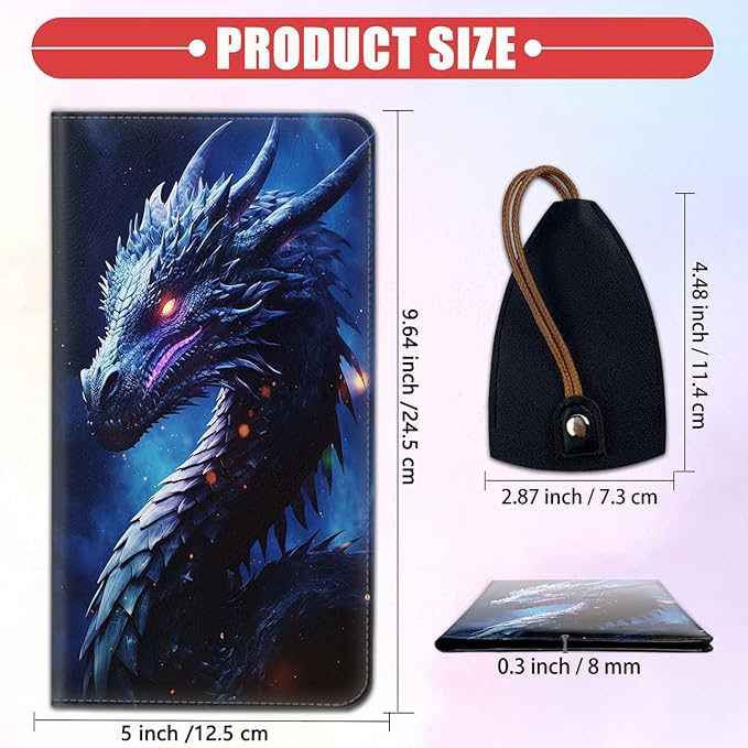 Car Document Holder with Magnetic Shut, Car Registration & Insurance Card Holder, Waterproof PU Leather Glove Box Organizer Vehicle Accessories Driver License for Women/Men, Dragon Pattern