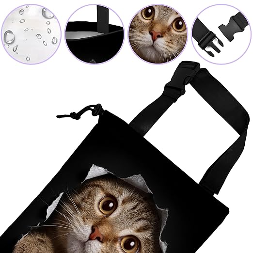 UUCBTAH Car Trash Bag Cat in Black Hole Car Trash Bin Leakproof Waterproof Car Trash Can for Back Seat, Foldable Car Garbage Bag with Adjustable Straps and Drawstring for Car Accessories