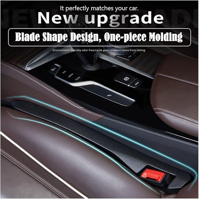 Berylins Car Seat Gap Filler Universal Fit Orgaziner for Car, SUV, Truck to Fill The Gap Between Side Seat and Console Stop Cellphone, Wallet, Keys, Coins from Dropping, 2 Pack (Black)