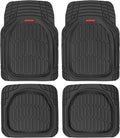 Motor Trend MT-921-BK FlexTough Tortoise - Heavy Duty Rubber Floor Mats for Car SUV Van & Truck - All Weather Protection - Deep Dish (Black)
