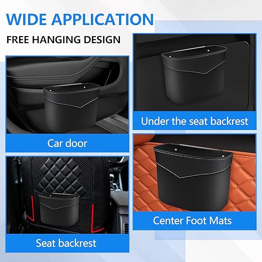 vvag Car Trash Can,Mini Vehicle Trash Bin Organizer with 20pcs Plastic Trash Bags,Leak-Proof Small Garbage Bin for Auto Vehicle, Car Door & Back Seat,Portable for Home Office Travel