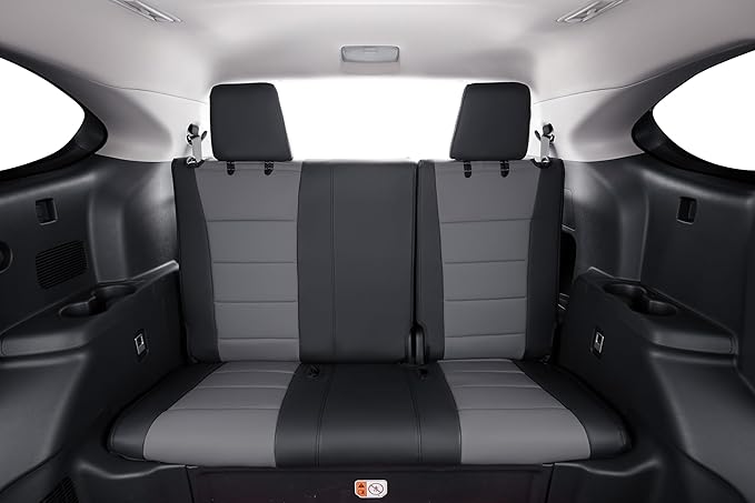 coverdream Grand Highlander Seat Covers Full Set for 2024 2025 2026 Toyota Grand Highlander SUV Seat Cushion,2nd Row w/Captain Seats,Fully Covered,Luxury Leather Car Seat Protector(Black/Grey)