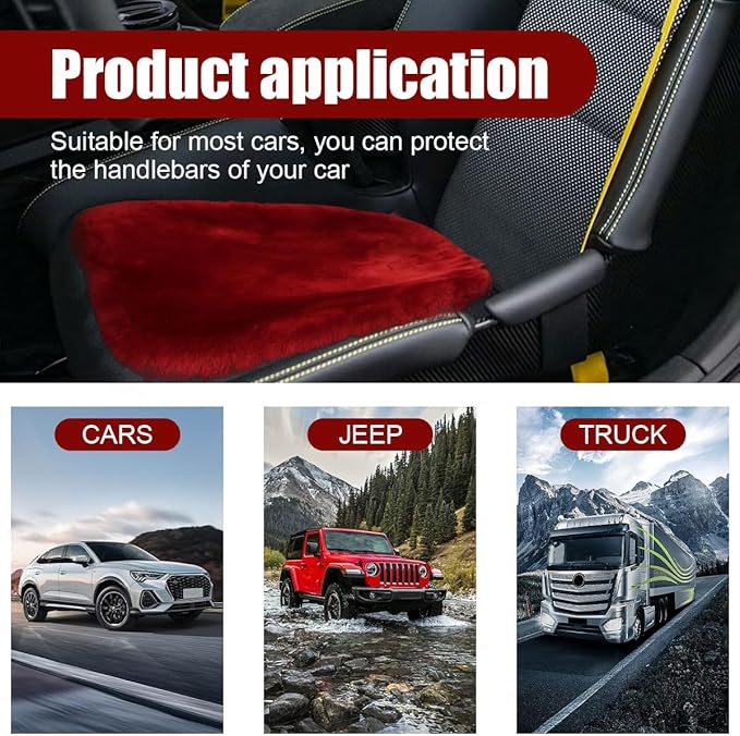 Sheepskin Car Seat Cushion, Soft Comfort Winter Driver Seat Cover, Fluffy Faux Fur Front Seat Pad, Car Seat Protector Pad for Office Chair, Universal Interior Accessory for Car SUV Truck (Wine Red)