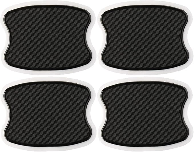 4Pcs Car Door Handle Stickers, 3D Carbon Fiber Texture Auto Door Cup Protective Film, TPU Scratch Protector Cover Guard Pad, Vehicle Door Bowl Paint Cover for Most Models(2.95''×3.93'')