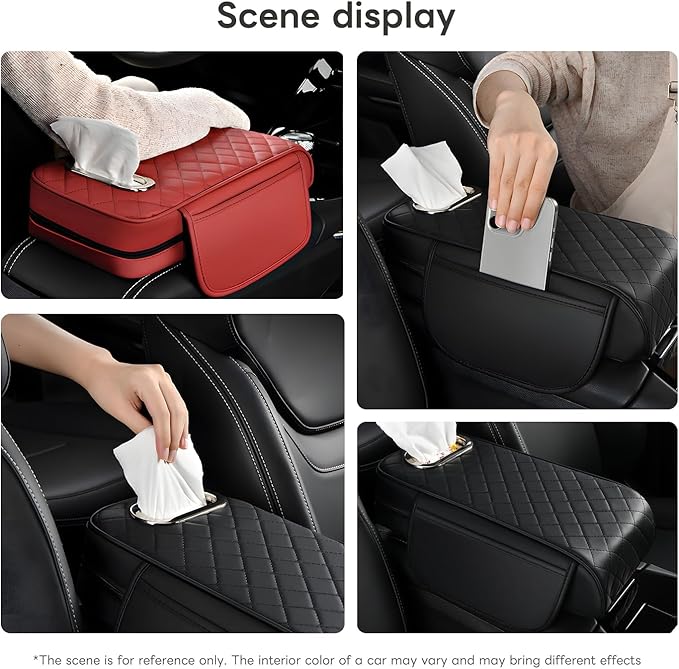 Civenhhd Car Armrest Pad, Universal Armrest Cushion Pad, Leather Armrest Box Pad