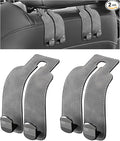 Sun Walker 2 PCS Car Seat Headrest Hooks, Auto Back Seat Purse Hook Bag Organizer with American Flag, Vehicle Double Metal Hooks Storage Hanging Holder for Handbags Coats Phones (Gray)