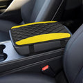 Car Center Console Cushion Pad, Car Armrest Cover, Universal Leather Waterproof Armrest Seat Box Cover, Car Decor Accessories Comfortable Auto Armrest Cover Protector for Cars (Yellow)