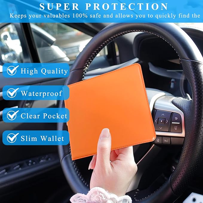 Kewucn 2 PCS Car Registration Insurance Holder, Essential Auto Card Glove Box Organizer, Vehicle Interior Accessories Perfect for Most Car, Truck, SUV (10.55''×4.8'', Orange)