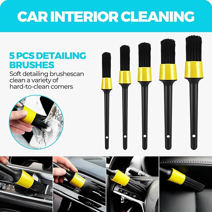 30Pcs Car Detailing Kit, Car Wash Cleaning Kit, Auto Detailing Drill Brush Set, Car Cleaning Gel, Car Cleaning Supplies for Interior, Exterior, Wheels, Windows