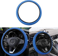Elastic Stretch Car Steering Wheel Cover, Comfortable Steering Wheel Cover Universal for 14.5-15 Inch, Warm in Winter & Cool in Summer, Anti-Slip Breathable Ice Silk (Blue)