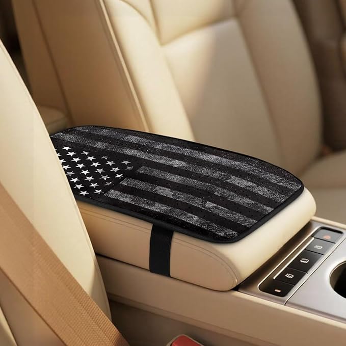 Qeluxign American Flag Car Accessories Set for Women Center Console Armrest Pad Seat Belt Cushion Universal Car Accessories for SUV Van Truck