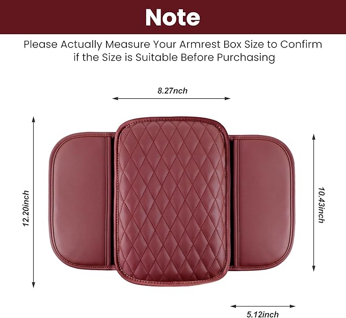 DSCARCovers Upgraded Car Center Console Cover,Microfiber Leather Car Armrest Cover Cushion with 2 Storage Bags,Universal Car Armrest Storage Box Car Interior Accessories for Most Vehicles (Wine red)