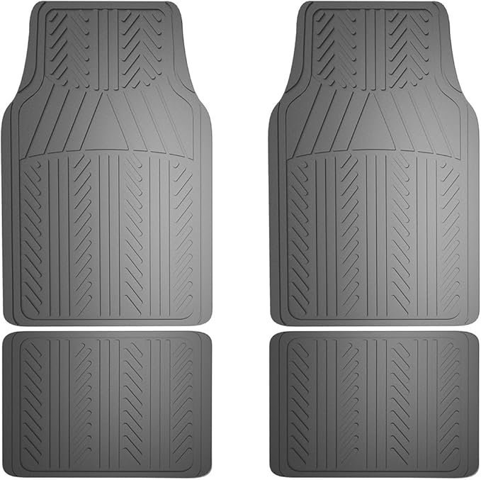 Armor All Floor Protector, Universal Floor Mats for Cars, Trucks, and SUVs, All-Season Mats, Trim to Fit for Full Coverage, Premium Quality and Easy to Clean, Gray (4-Piece)