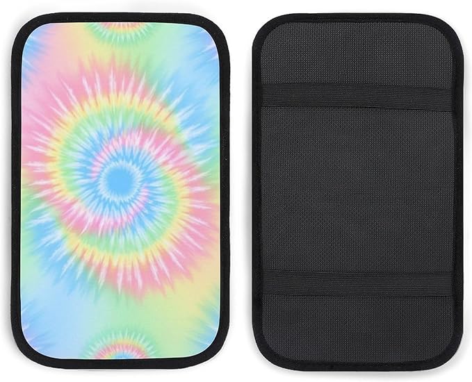 PPIKTC Auto Armrest Cover Protector Pink Rainbow Tie Dye, Car Center Console Pad, Universal Fit for Most Vehicle Models, Durable Material
