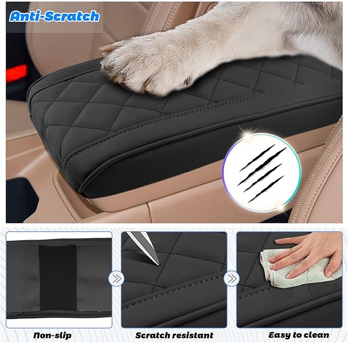 SHAOHAO for 2025 2026 Hyundai Santa Fe Center Console Cover for 2024 2025 2026 Hyundai Santa Fe Accessories (SE/SEL/XRT/Limited/Calligraphy) Armrest Cover Soft Pad Middle Console Lid Protector Black