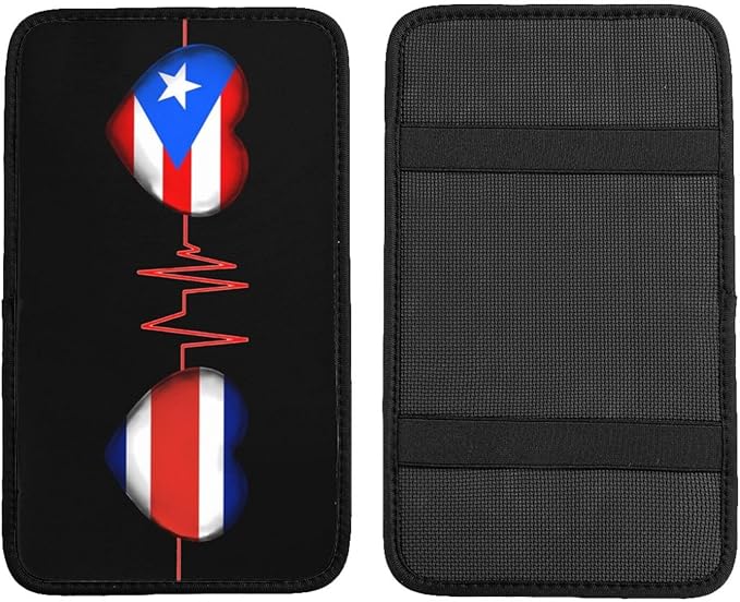 Auto Center Console Pad Puerto Rico Porto Rico Puerto Rican and Costa Rica Costa Rican Flag Be of one Mind Car Armrest Cover Armrest Seat Handrail Box Cover Cushion Universal Decoration Protector