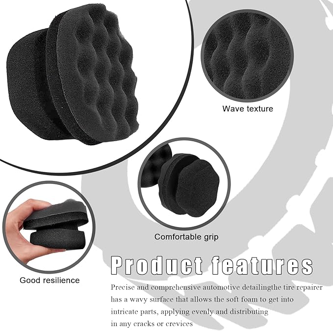 3 PCS Tire Dressing Applicator Pads, Reusable Hex Grip Tire Shine Applicator Polishing Sponge Pads, Wheel Tire Shine Detailing Foam for Most Vehicles, Car Accessories (Black+Blue+Red, 4.33")