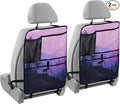 2 Pack Back Seat Car Organizer with Storage Pockets Kick Mats Back Seat Protector Hanging Car Organizer Automotive Seat Back Cover Organizers Purple Stag Mountains and Forest