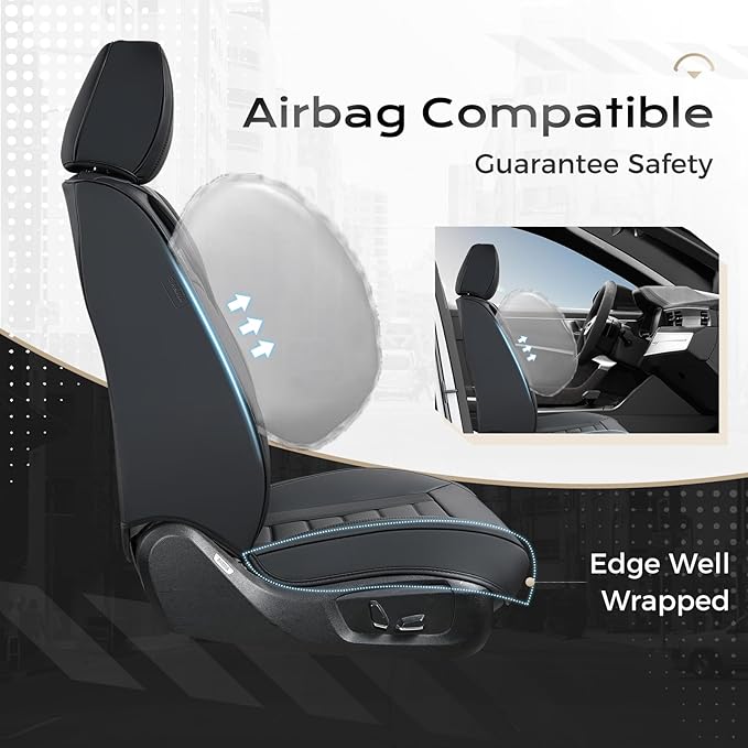 Coverado Car Seat Covers Full Set, Seat Covers for Cars, Front Seat Covers and Back Seat Cover Waterproof Leather Automotive Seat Cover, Universal Car Interior Protectors Cushion for Most Cars