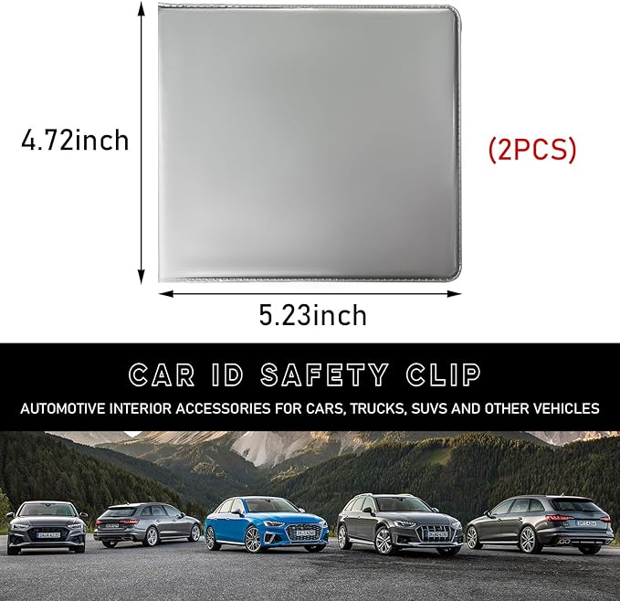 Ziciner 2PCS Car Registration and Insurance Holder, 5.2"× 4.7" Leather Auto Glove Box Organizer with Closure, Essential Car Document Holder for Card, Driver License (Silver)