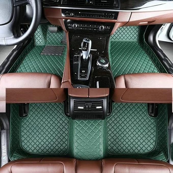 Custom Fit Car Floor Mats for Most Cars, SUVs, Trucks - Waterproof PU Leather All-Weather Floor Liners - Durable Anti-Slip Interior Car Accessories to Protect Vehicle Floors (Green)