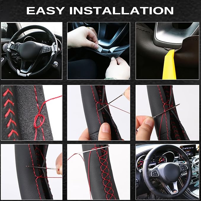 Leather Steering Wheel Wrap Car Steering Case Stitch Steering Wheel Cover Fit for Kia K5 2019 2020 2021 2022 2023 2024,Blue