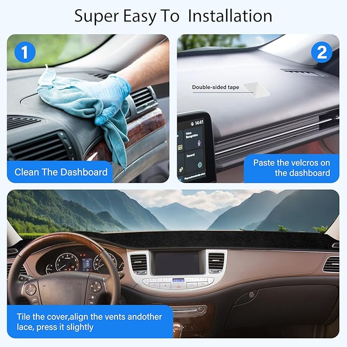 Dash Cover Compatible with Hyundai Genesis Sedan 4 Door 2008-2012 2013 2014 Accessories,Nonslip Car Dashboard Cover Mat Interior Accessories Dashmat Sunshade UV Protector