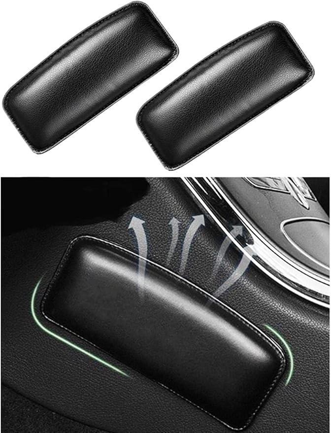 2 Pcs Automotive Black Soft Leather Center Console Knee Pad Padded Car Door Armrest Elbow Pad Comfort Pillow