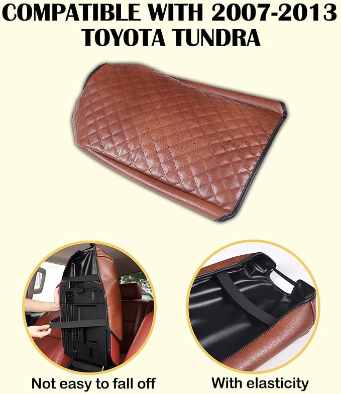 Armrest Box Cover, Center Console Armrest Cover Kit Compatible with Toyota Tundra 2007-2013 & Toyota Sequoia 2008-2015, Console Armrest Cushion Automotive Customized Console Armrest Cushion (brown)
