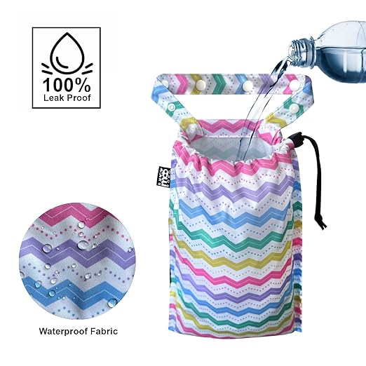 RMMOORORO Cute Hanging Car Trash Garbage Bag 100% Leakproof Waterproof Multipurpose for Car Back Front Seat Console with Hanging Strap (Colorful Ripple)