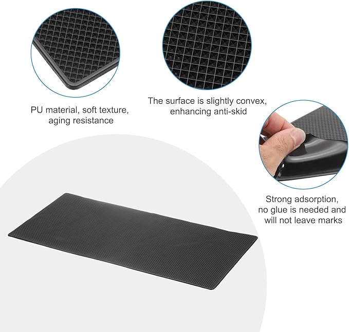 HARFINGTON 2pcs Car Dashboard Anti-Slip Mat 15.7" x 8" Universal Sticky Dash Pad Washable Reusable Car Non-Slip Mats for Phone Keys Sunglasses Electronic Devices, Black