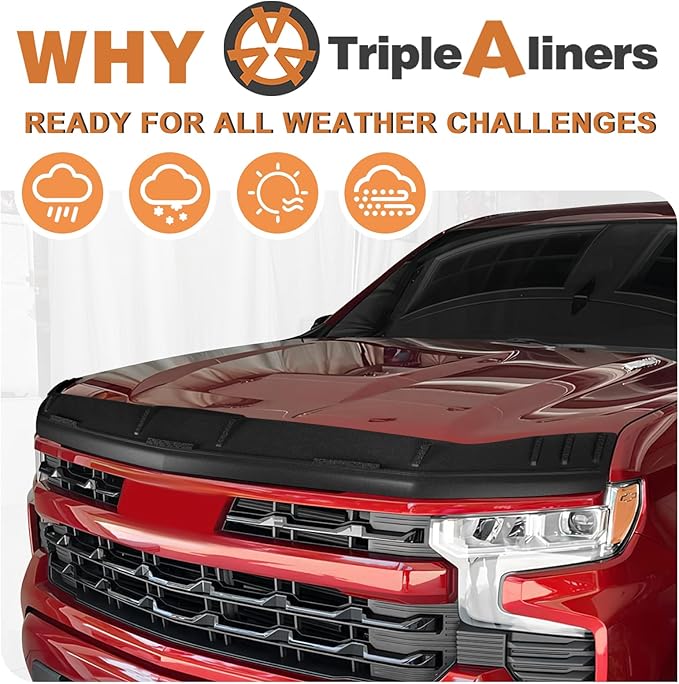 TripleAliners Hood Deflector Protector Compatible with 2019-2025 2026 Chevy Silverado1500 Accessories Hood Protector TPE Bug Deflector Shield Replacement(No for ZR2, Custom Trail Boss & LT Trail Boss)