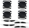 8PCS Universal Car Door Handle Scratch Protector, 3D Carbon Fiber Reflective Sticker, White