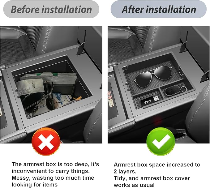 SKTU 2Pcs for 2024 2025 2026 Lexus GX550 Accessories Center Console Organizer for 2024 2025 2026 Lexus GX550 Console Tray & Hidden Storage Box GX550 Privacy Storage Box (NOT Fit for Cool Box)
