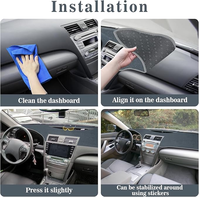 Amiss Dash Mat Dashboard Cover, Fits for Toyota Camry 2007 2008 2009 2010 2011, Anti-Reflective Non-Slip Dashboard Cover Mat Pad Carpet, Car Accessories Interior for Custom Fit Dash Cover (Dark Gray)