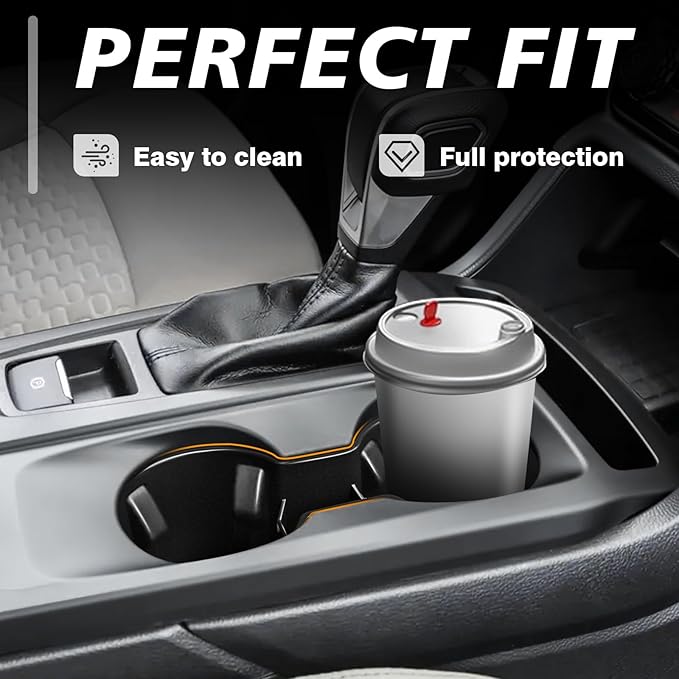 Muslogy Center Console Cup Holder Inserts Compatible with 2024 2025 Ford Ranger Accessories Middle Console Drink Holder Silicone Black Organizer Non-Slip Drink Stopper