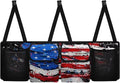 American Flag Print Car Trunk Organizer and Storage, Backseat Hanging Organizer for SUV, Truck, Collapsible Cargo Storage Bag with 4 Pockets, Car Interior Accessories for Men and Women